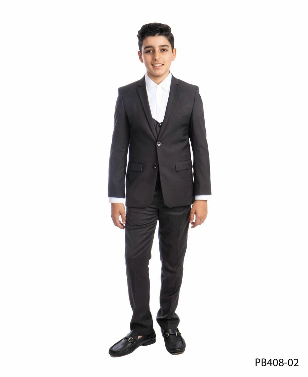 Perry Ellis Boy's 4 Piece Suit With White Shirt - U Shaped Vest 5 Perry Ellis Boy's 4 Piece Suit With White Shirt - U Shaped Vest - Image 3