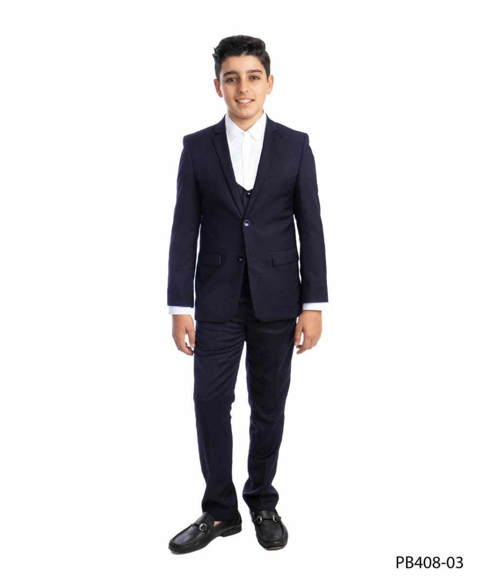 Perry Ellis Boy's 4 Piece Suit With White Shirt - U Shaped Vest 6 Perry Ellis Boy's 4 Piece Suit With White Shirt - U Shaped Vest - Image 4