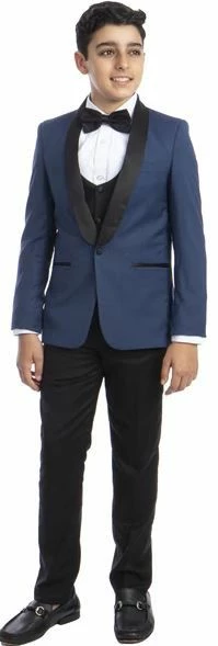 Perry Ellis Boy's 5 Piece Suit With Shirt & Tie - Black U Cut Vest 5 Perry Ellis Boy's 5 Piece Suit With Shirt & Tie - Black U Cut Vest - Image 3