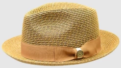 Bruno Capelo Men's Fedora Style Straw Hat - Tone On Tone -Empire Shop piedmont ivory cognac