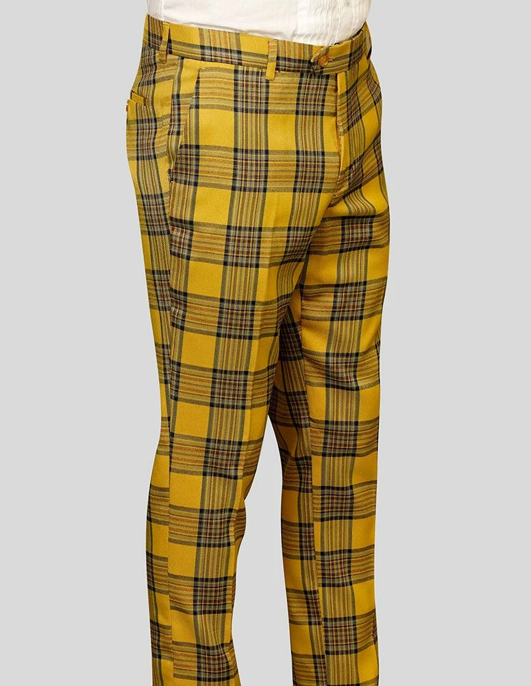 Statement Men's Slim Fit Pants - Bold Plaid 3 Statement Men's Slim Fit Pants - Bold Plaid