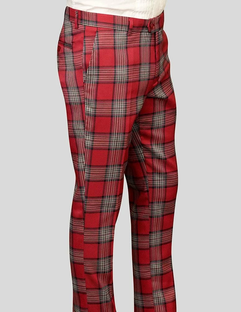 Statement Men's Slim Fit Pants - Bold Plaid 4 Statement Men's Slim Fit Pants - Bold Plaid - Image 2