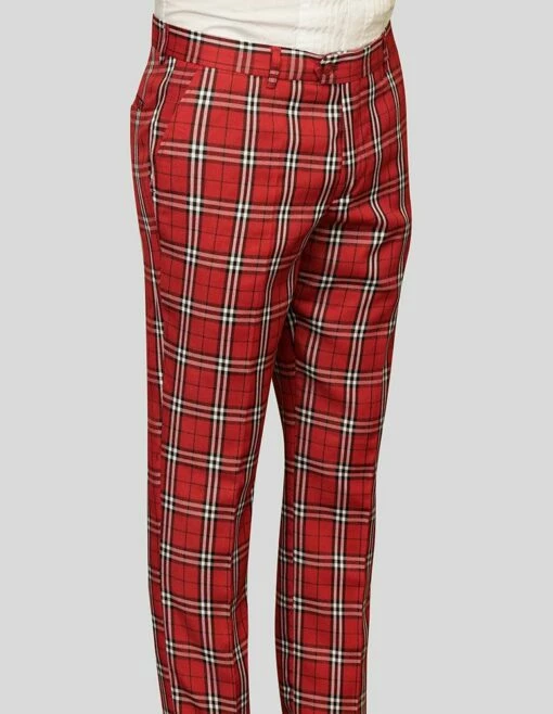 Statement Men's Slim Fit Pants - Sleek Plaid -Empire Shop pl 302 red
