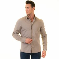 Gravity By Statement Men's Long Sleeve 100% Cotton Shirt - Unique Styles