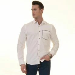 Gravity By Statement Men's Long Sleeve 100% Cotton Shirt - Unique Styles -Empire Shop r7 1