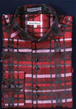 Daniel Ellissa Men's Fashion Dress Shirt - Rugged Checker 14 Daniel Ellissa Men's Fashion Dress Shirt - Rugged Checker -Empire Shop red 5