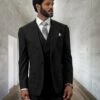 Statement Men's 100% Wool 3 Piece Suit - Light Texture -Empire Shop rima black