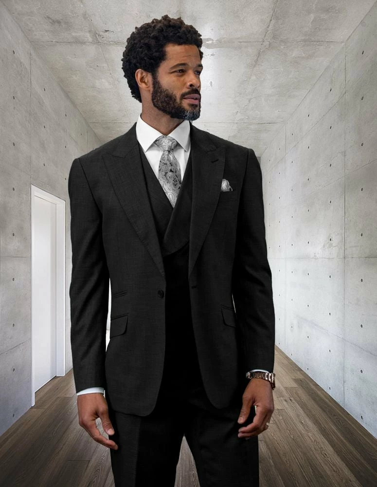 Statement Men's 100% Wool 3 Piece Suit - Light Texture 3 Statement Men's 100% Wool 3 Piece Suit - Light Texture