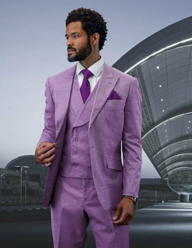 Statement Men's 100% Wool 3 Piece Suit - Light Texture 5 Statement Men's 100% Wool 3 Piece Suit - Light Texture - Image 3