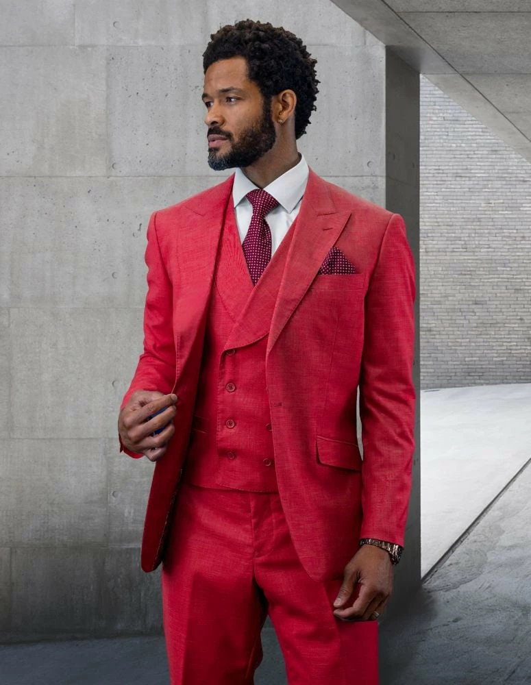 Statement Men's 100% Wool 3 Piece Suit - Light Texture 6 Statement Men's 100% Wool 3 Piece Suit - Light Texture - Image 4