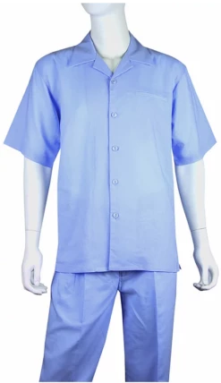 Rizzo Men's 2 Piece Linen And Cotton Walking Suit - Solid Color 15 Rizzo Men's 2 Piece Linen And Cotton Walking Suit - Solid Color -Empire Shop rmso1 ltblue