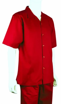 Rizzo Men's 2 Piece Linen And Cotton Walking Suit - Solid Color 18 Rizzo Men's 2 Piece Linen And Cotton Walking Suit - Solid Color -Empire Shop rmso1 red