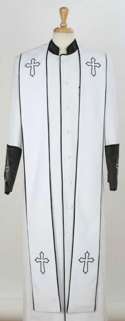 Tony Blake Men's Church Robe With Stole - Pastor Church Robe 23 Tony Blake Men's Church Robe With Stole - Pastor Church Robe -Empire Shop robe2 white black