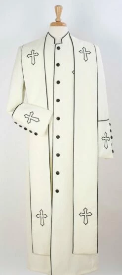 Tony Blake Men's Church Robe - Multiple Colors Available 26 Tony Blake Men's Church Robe - Multiple Colors Available -Empire Shop robe3 off white black 2