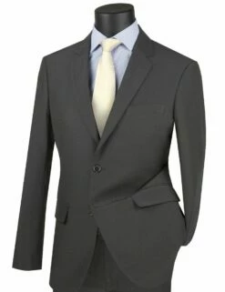 Vinci Men's 2 Piece Poplin Discount Suit - Slim Fit -Empire Shop s2pp mediumgrey 1 1