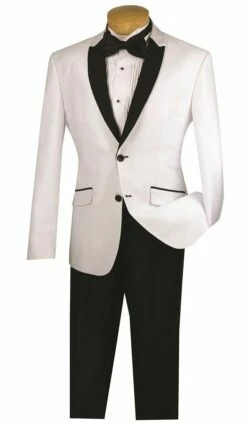 Vinci Men's 2 Pc Sharkskin Slim Fit Suit - Trimmed Shawl Collar 17 Vinci Men's 2 Pc Sharkskin Slim Fit Suit - Trimmed Shawl Collar -Empire Shop s2ps 1 white 16 1