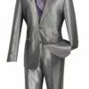 Vinci Men's 2 Piece Slim Fit Suit - Fashion Sharkskin -Empire Shop s2rk 5 gray en