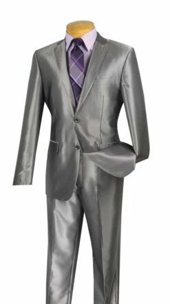 Vinci Men's 2 Piece Slim Fit Suit - Fashion Sharkskin
