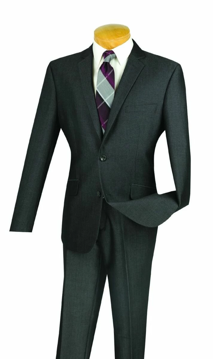 Vinci Men's 2 Piece Slim Fit Suit - Textured Weave 4 Vinci Men's 2 Piece Slim Fit Suit - Textured Weave - Image 2