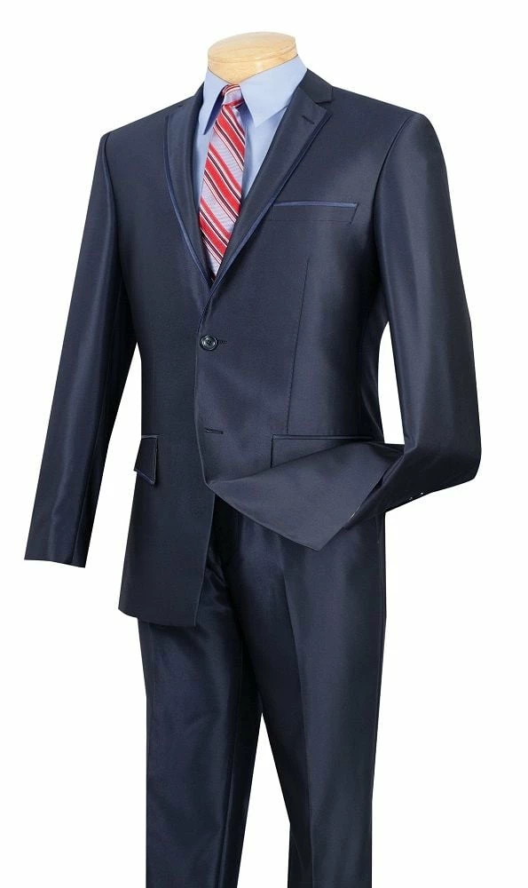 Vinci Men's 2 Piece Slim Fit Suit - Ultra Smooth Sharkskin 4 Vinci Men's 2 Piece Slim Fit Suit - Ultra Smooth Sharkskin - Image 2