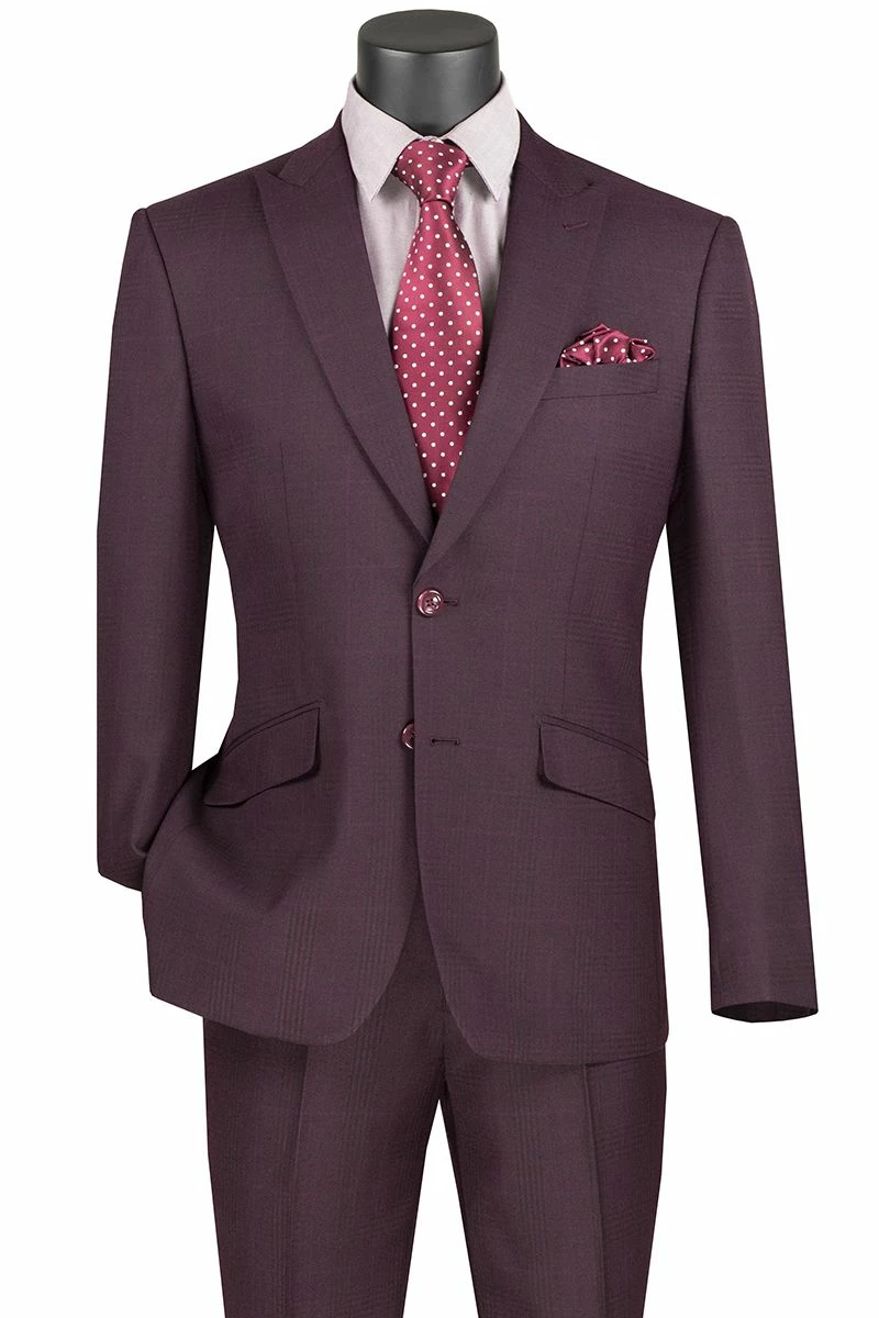 Vinci Men's 2 Piece Slim Fit Suit - Accented Windowpane 5 Vinci Men's 2 Piece Slim Fit Suit - Accented Windowpane - Image 3