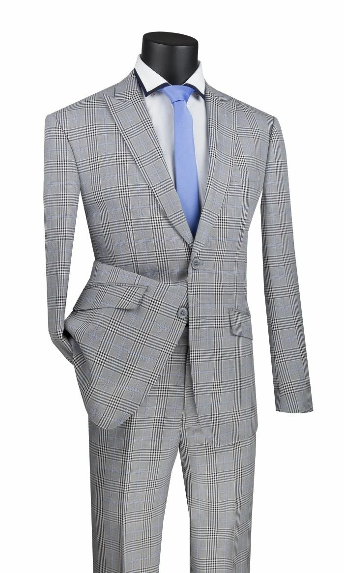 Vinci Men's 2 Piece Slim Fit Suit - Accented Windowpane 4 Vinci Men's 2 Piece Slim Fit Suit - Accented Windowpane - Image 2