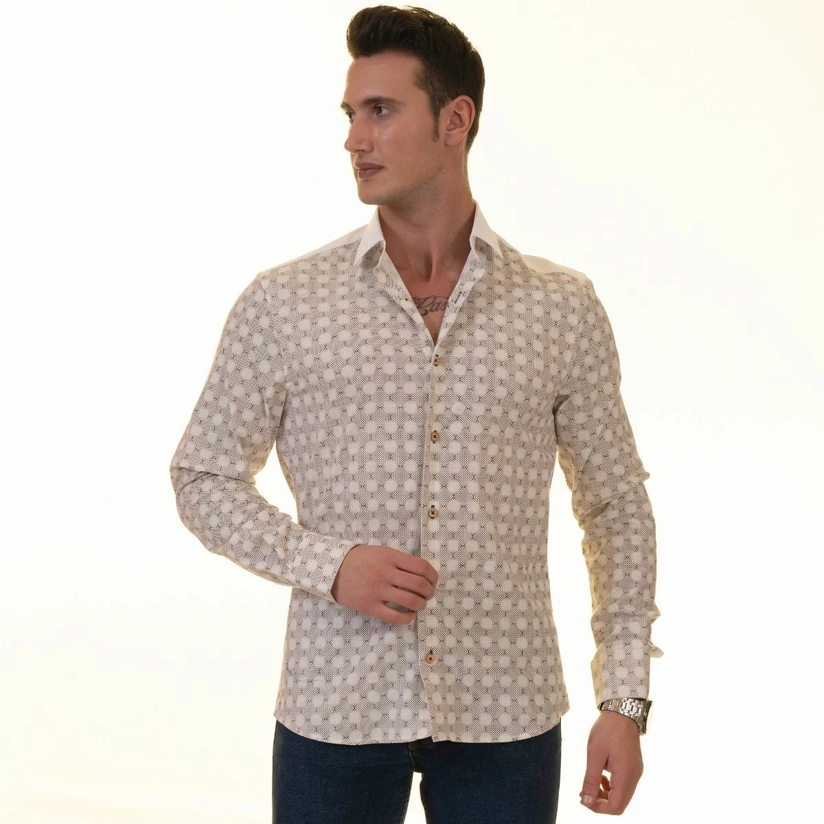 Gravity By Statement Men's Long Sleeve 100% Cotton Shirt - Varying Patterns 5 Gravity By Statement Men's Long Sleeve 100% Cotton Shirt - Varying Patterns - Image 3