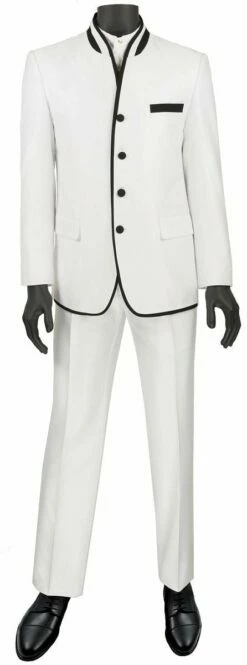 Vinci Men's 2 Piece Slim Fit Nehru Suit - Sharkskin -Empire Shop s4ht 1 1 1 1