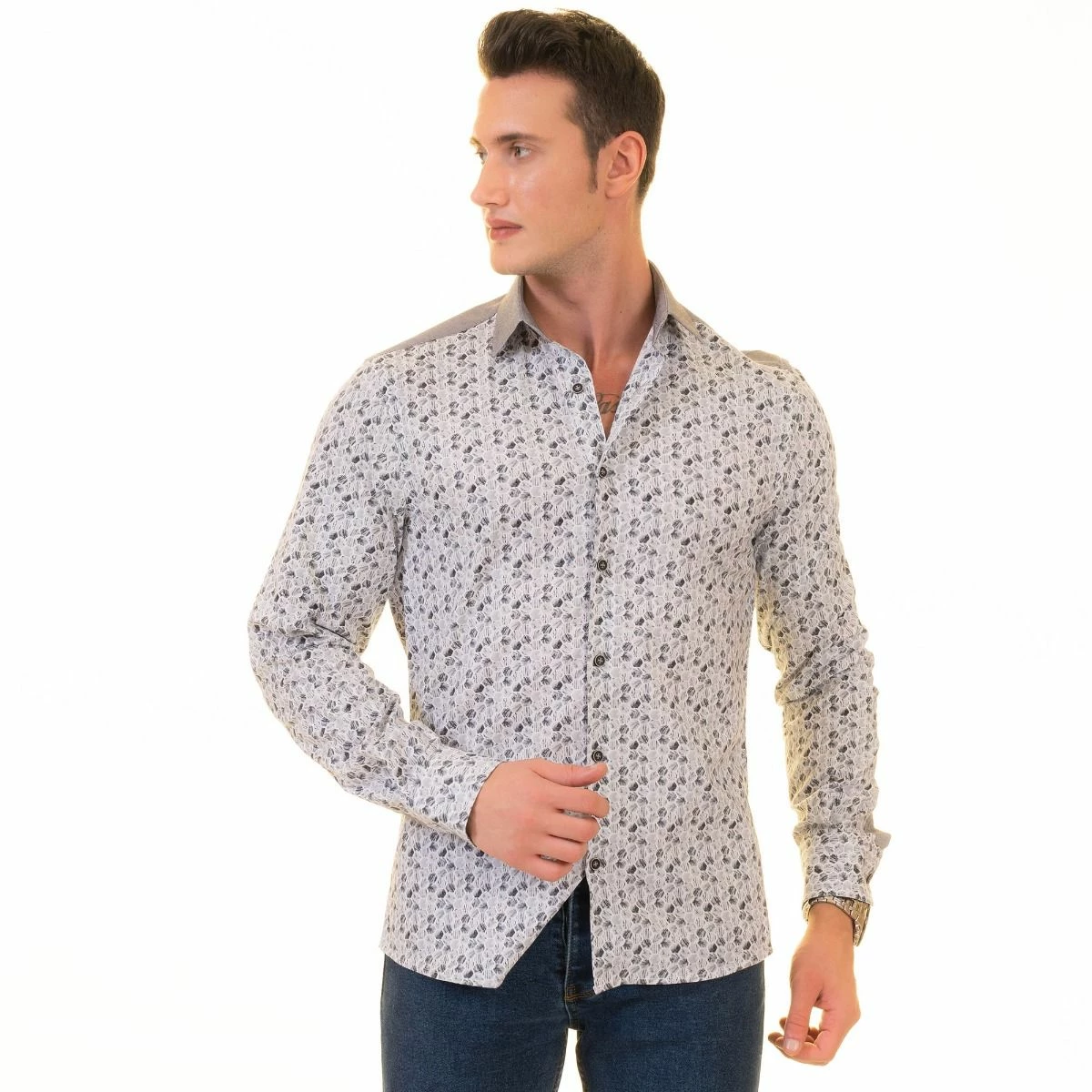 Gravity By Statement Men's Long Sleeve 100% Cotton Shirt - Varying Patterns 7 Gravity By Statement Men's Long Sleeve 100% Cotton Shirt - Varying Patterns - Image 5