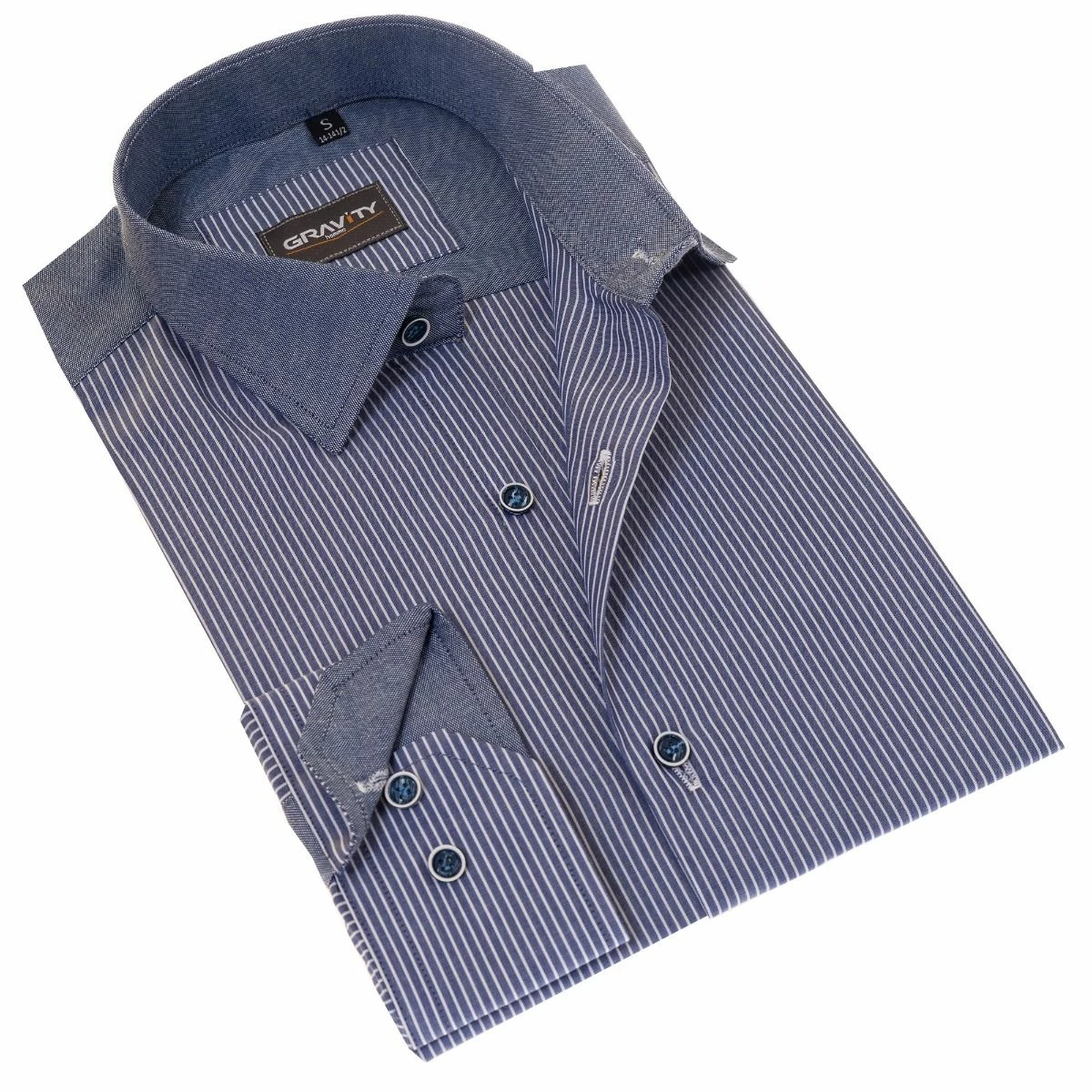 Gravity By Statement Men's Long Sleeve 100% Cotton Shirt - Varying Patterns 8 Gravity By Statement Men's Long Sleeve 100% Cotton Shirt - Varying Patterns - Image 6