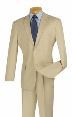 Vinci Men's 2 Piece Poplin Discount Suit - 2 Button Jacket -Empire Shop s 2pp beige 1