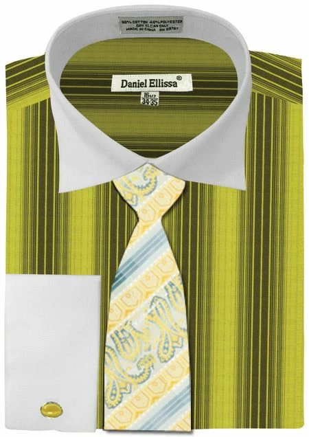 Daniel Ellissa Men's French Cuff Dress Shirt Set - Basic Two Tone 4 Daniel Ellissa Men's French Cuff Dress Shirt Set - Basic Two Tone - Image 2