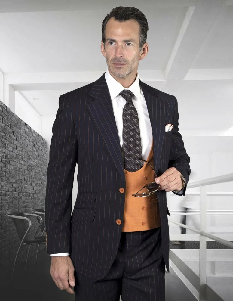 Statement Men's 100% Wool 3 Piece Suit - Deep U Vest 5 Statement Men's 100% Wool 3 Piece Suit - Deep U Vest - Image 3