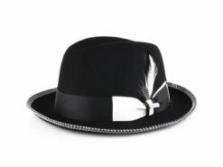 Steven Land Men's 100% Wool Fedora Hat - Accented Trim