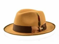 Steven Land Men's 100% Wool Fedora Hat - Accented Trim -Empire Shop savbutterscotch