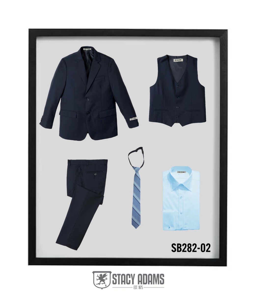Stacy Adams Boy's 5 Piece Suit In Solid Colors - Varied Ties 3 Stacy Adams Boy's 5 Piece Suit In Solid Colors - Varied Ties