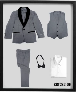 Stacy Adams Boy's 5 Piece Tuxedo In Solid Colors - Varied Bowties -Empire Shop sbt282 grey