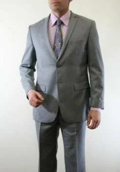 Tazio Men's 2 Piece Slim Fit Suit - Modern Cut Silky Sharkskin -Empire Shop shark grey