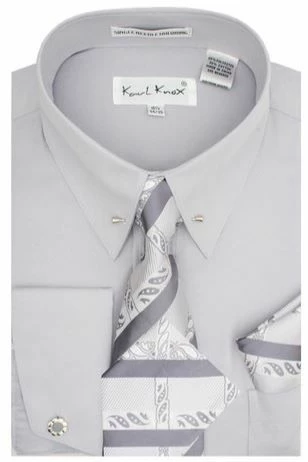 Karl Knox Men's French Cuff Shirt Set - Two Tone Tie 6 Karl Knox Men's French Cuff Shirt Set - Two Tone Tie - Image 4