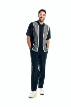 Silversilk Men's 2 Piece Short Sleeve Walking Suit - Mini Circles
