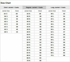 Vinci Men's 2 Piece 100% Poplin Discount Tuxedo - Slim Fit -Empire Shop size chart 01