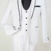 Royal Diamond Men's 3 Piece Slim Fit Fashion Suit - Black Piping -Empire Shop sl100