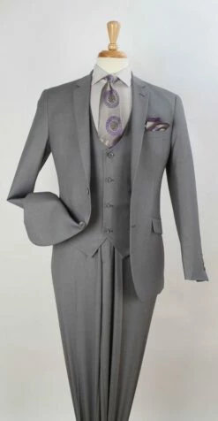 Royal Diamond Men's 3 Piece Slim Fit Fashion Suit - Low Cut Vest