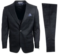 Stacy Adams Men's 3 Piece Executive Slim Suit - Glen Check
