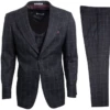 Stacy Adams Men's 3 Piece Executive Slim Suit - Sharp Windowpane -Empire Shop sm120 01 charcoal