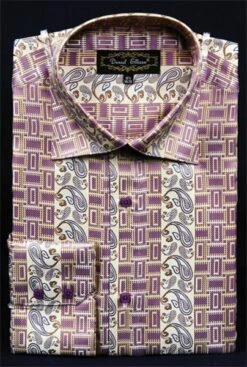 Daniel Ellissa Men's Fashion Dress Shirt - Complex Varied Pattern -Empire Shop soft butter 1