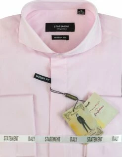 Statement Men's Long Sleeve 100% Cotton Shirt - Spread Collar -Empire Shop sp 100 pink