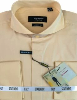 Statement Men's Long Sleeve 100% Cotton Shirt - Spread Collar -Empire Shop sp 100 tan