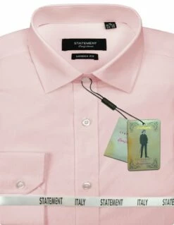 Statement Men's Long Sleeve 100% Cotton Shirt - Modern Fit -Empire Shop sta 100 pink