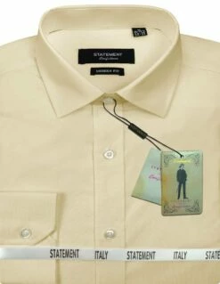 Statement Men's Long Sleeve 100% Cotton Shirt - Modern Fit -Empire Shop sta 100 tan